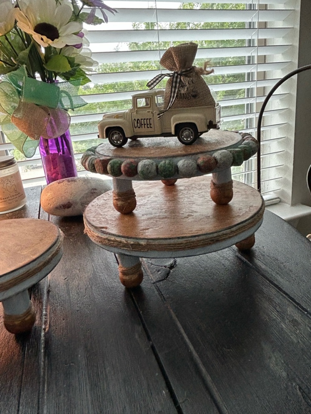 Handcrafted Three-Tier Rustic Wood Display Stand